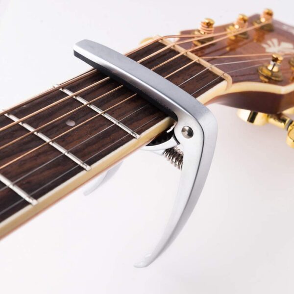 Senor Guitar Capo for Acoustic Guitar | Capo for Classical Guitar | Electric Guitar | Bass Guitar | Ukulele & Banjo Capo | Modern Design Lightweight Professional Capo for Guitars - Silver - Image 5