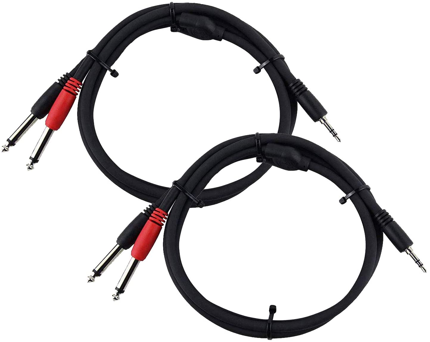 Senor Cable 3.5 mm Stereo to Dual 1/4" Mono (Male) Stereo Breakout Cable 10 Feet - Pack of 2