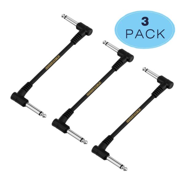 Senor Cable 6 Inch Guitar Patch Cable Black 3-Pack Guitar Effect Pedal Cables | Pedal Patch Cables | Guitar Effect Patch Cables | Patch Cables Guitar | Guitar Patch Cables | Guitar Cables Pedal - Image 2