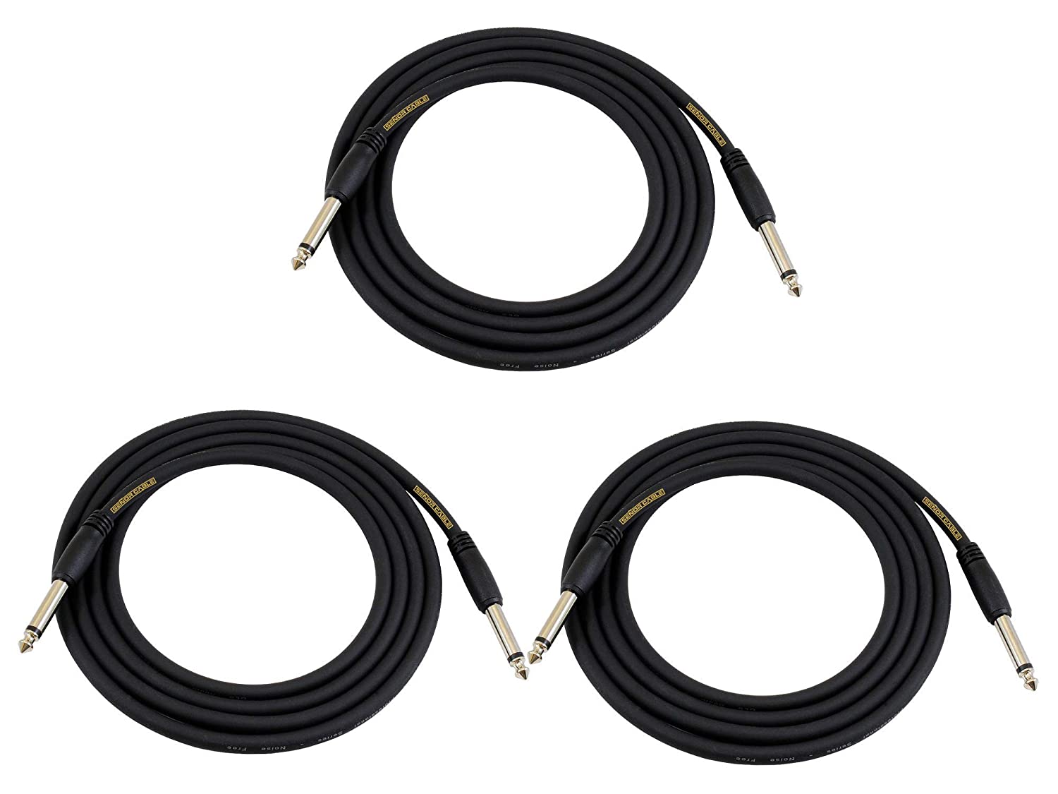 Senor Cable Instrument Cable | Instrument Cable Pack | Cable Instrument | Guitar Instrument Cable 10.6 ft (Woven) Guitar Instrument Pack of 3 - Black