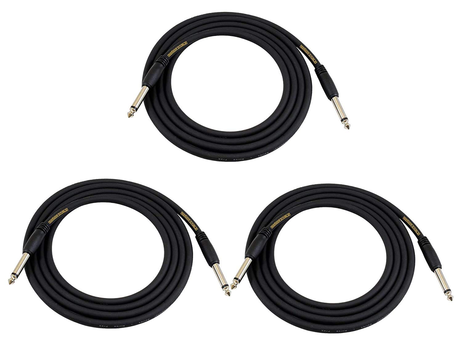 Senor Cable Instrument Cable | Instrument Cable Pack | Cable Instrument | Guitar Instrument Cable (Woven) Guitar Instrument Pack of 3 - Black (10.6 FT, Black, 3)