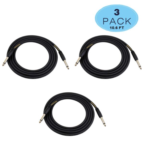 Senor Cable Instrument Cable | Instrument Cable Pack | Cable Instrument | Guitar Instrument Cable (Woven) Guitar Instrument Pack of 3 - Black (10.6 FT, Black, 3) - Image 2