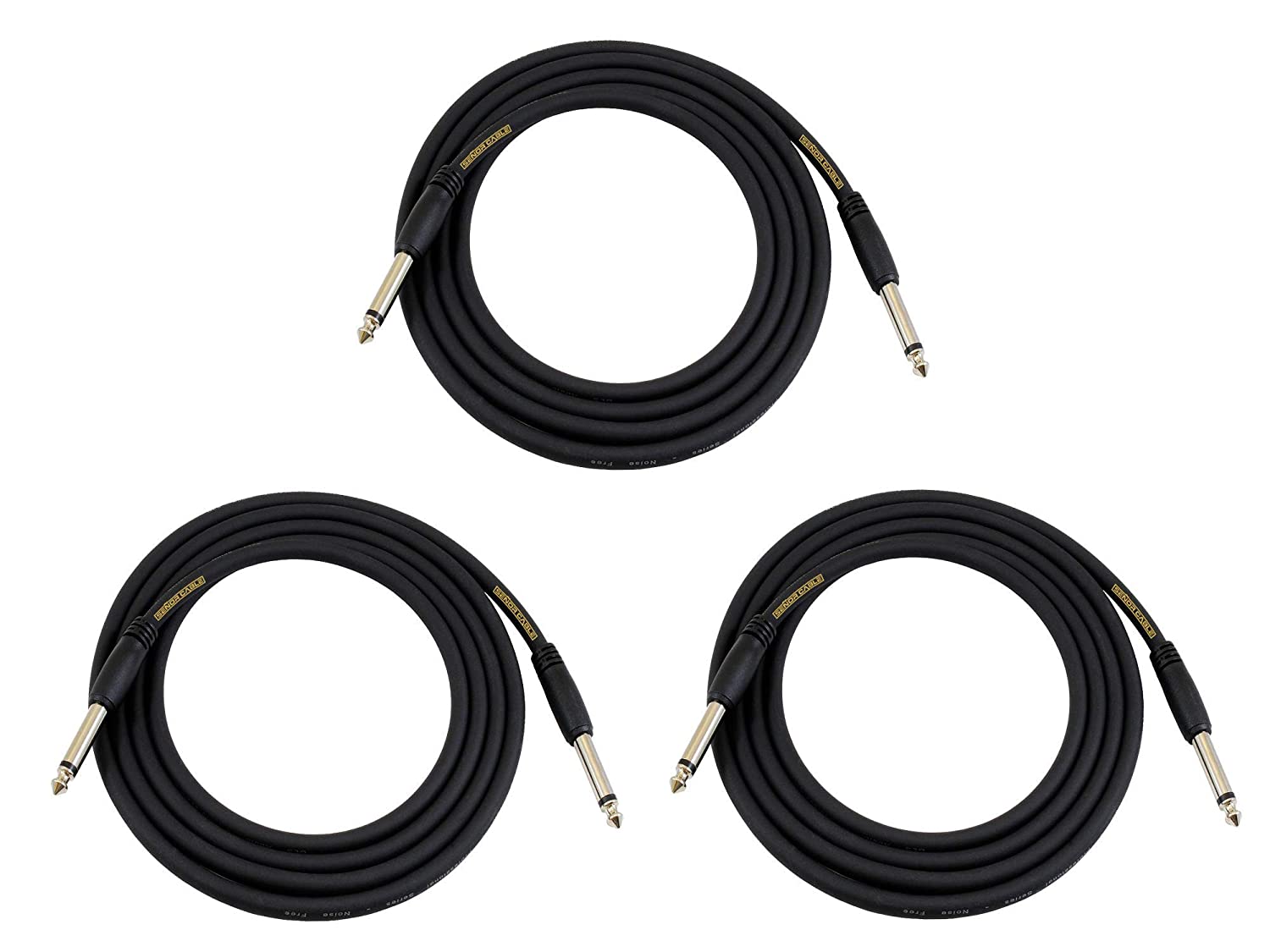 Senor Cable Instrument Cable | Instrument Cable Pack | Cable Instrument | Guitar Instrument Cable 18.6ft (Woven) Guitar Instrument Pack of 3 - Black